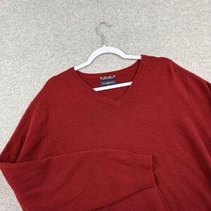 Club Room Estate 2 ply Cashmere  Red Pullover V Neck Men's Sweater Size L